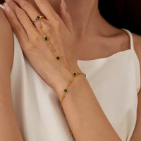 Bratara din otel inoxidabil placat cu aur 14k si cristale zirconii in forma de inima
