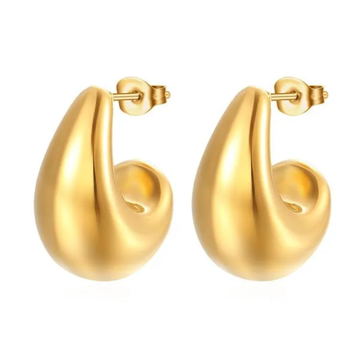 Cercei în formă de picătură din otel inoxidabil placat cu aur 14k
