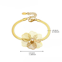 Bratara cu floare 3D din otel inoxidabil placata cu aur 18K