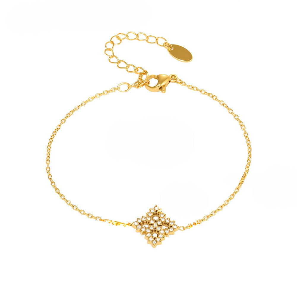 Bratara din otel inoxidabil placat cu aur 18K cu zirconii