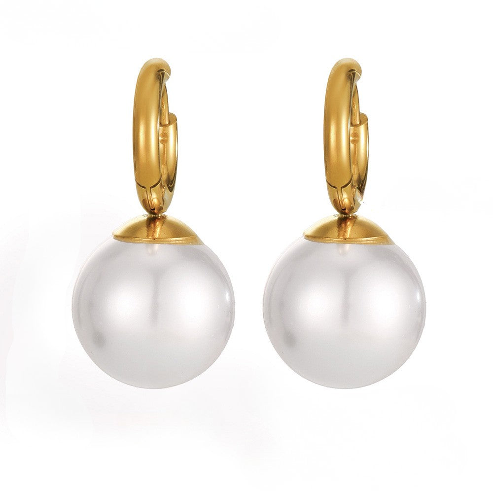 Cercei din otel inoxidabil cu perle din cristal