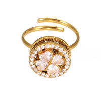 Inel ajustabil din otel inoxidabil cu pandantiv rotativ din zirconii