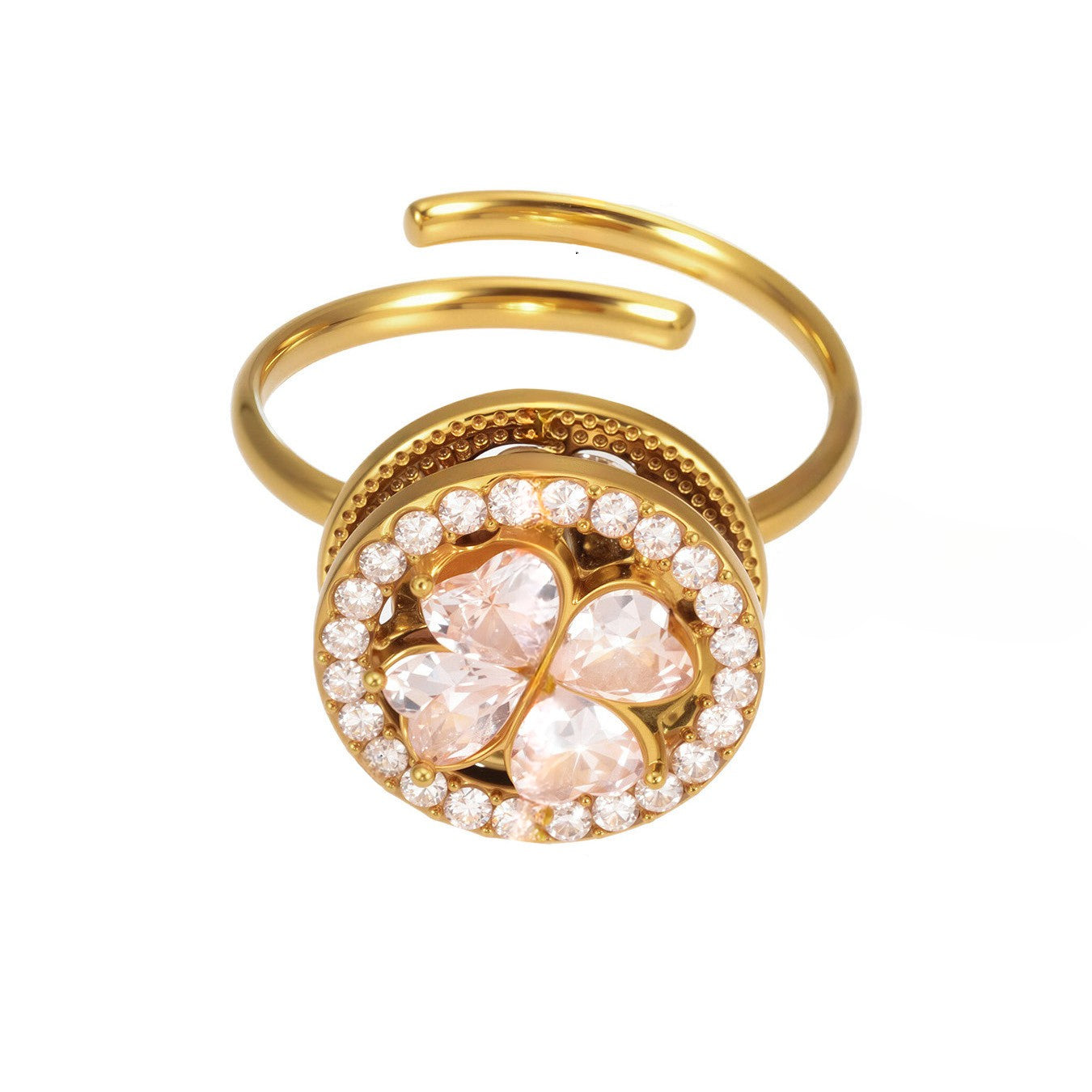 Inel ajustabil din otel inoxidabil cu pandantiv rotativ din zirconii