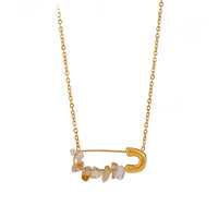 Colier placat cu aur 18K din oțel inoxidabil, cu piatră naturală de citrin