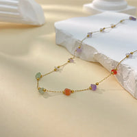 Colier din oțel inoxidabil placat cu aur 18K și pietre naturale multicolore