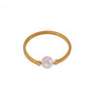 Inel din otel inoxidabil placat cu aur 18K cu perla de apa dulce