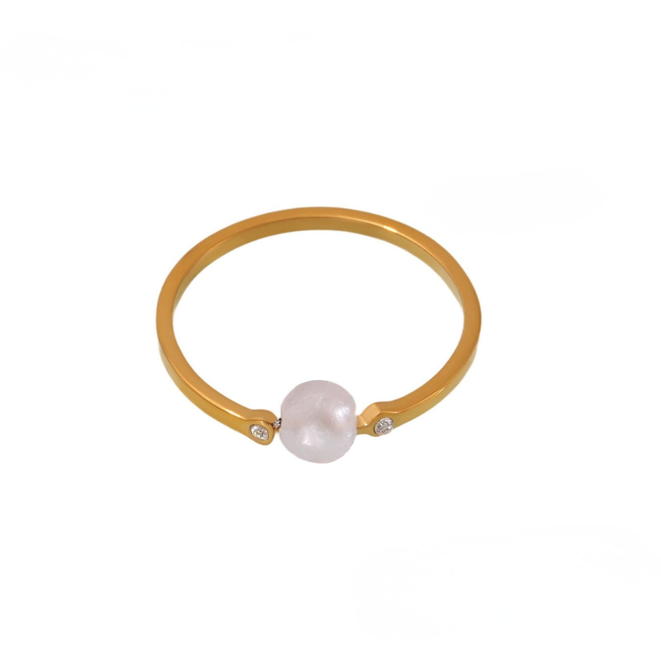 Inel din otel inoxidabil placat cu aur 18K cu perla de apa dulce