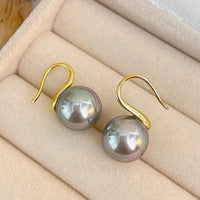 Cercei cu perla de cristal gri placare cu aur