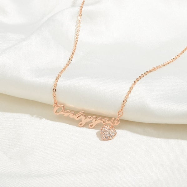 Colier din argint cu inscriptie " Only you" rose gold
