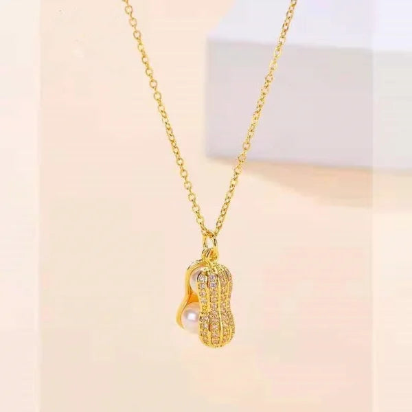 Colier din otel inoxidabil cu perle din cristal si zirconii