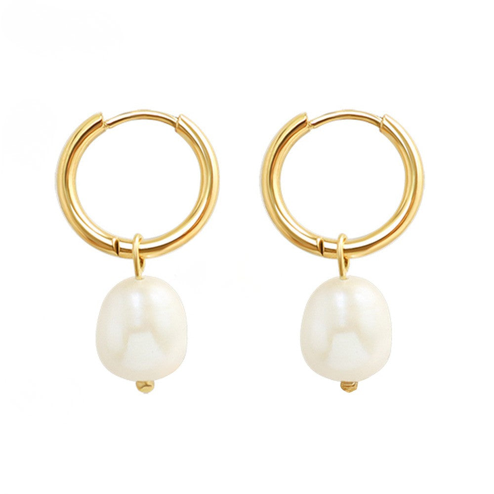 Cercei din otel inoxidabil cu perle de apa dulce