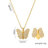Colier placat cu aur 14k si pandantiv fluture cu cristale zirconii