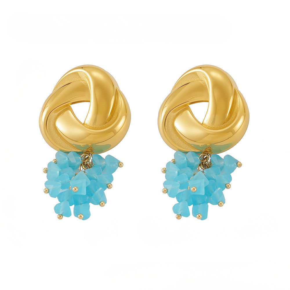 Cercei triunghiulari din oțel inoxidabil placați cu aur 18K si pandantive