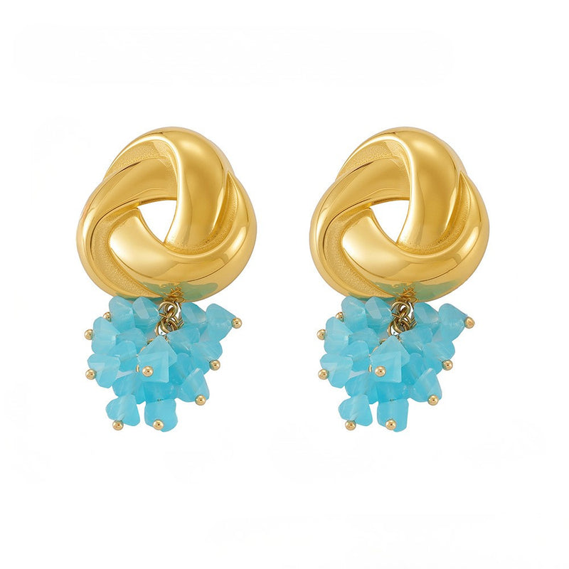 Cercei triunghiulari din oțel inoxidabil placați cu aur 18K si pandantive