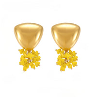 Cercei triunghiulari din oțel inoxidabil placați cu aur 18K si pandantive