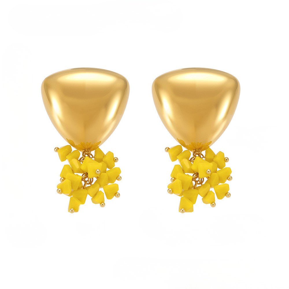 Cercei triunghiulari din oțel inoxidabil placați cu aur 18K si pandantive