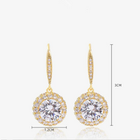 Cercei placati cu aur 14k cu cristale zirconii si ace de argint 925