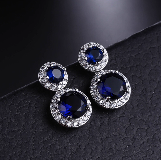 Cercei cu ace din argint 925 si cristale zirconii AAA