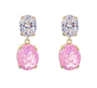 Cercei cu cristale zirconii, placati cu aur 14k