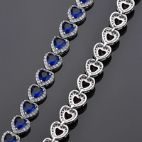 Bratara placata cu paladiu, cu zirconii inima si inchidere fixa