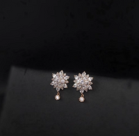 Cercei placati cu aur 14k cu cristale zirconii si ace de argint 925