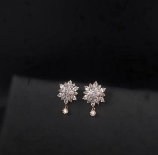 Cercei placati cu aur 14k cu cristale zirconii si ace de argint 925