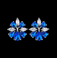 Cercei cu flori din cristale zirconii si ace de argint S925