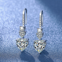 Cercei inima placati cu paladiu si cristale zirconii