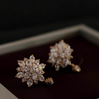 Cercei placati cu aur 14k cu cristale zirconii si ace de argint 925