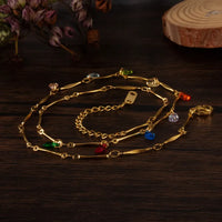 Colier din otel inoxidabil placat cu aur 18K cu zirconii colorate