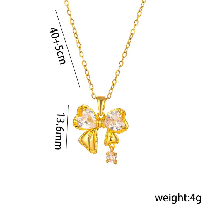 Colier din otel inoxidabil placat cu aur 14k si cristale zirconii