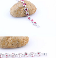 Bratara placata cu paladiu, cu zirconii inima si inchidere fixa