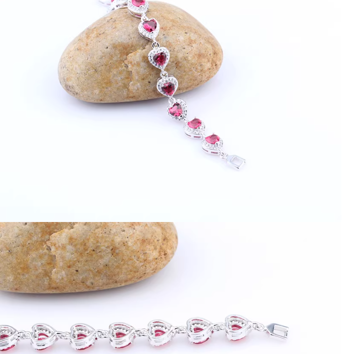 Bratara placata cu paladiu, cu zirconii inima si inchidere fixa