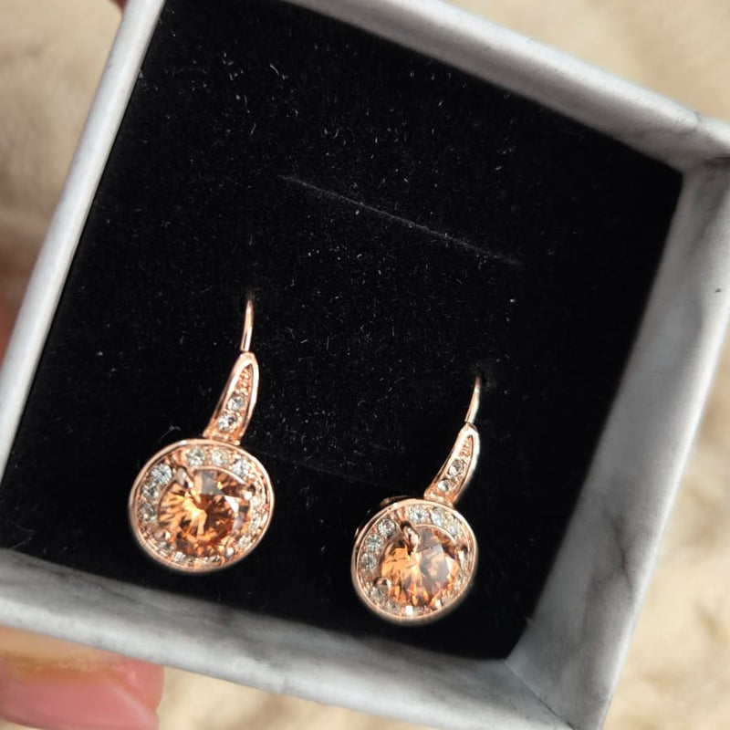 Cercei placati cu aur 14k cu cristale zirconii si ace de argint 925