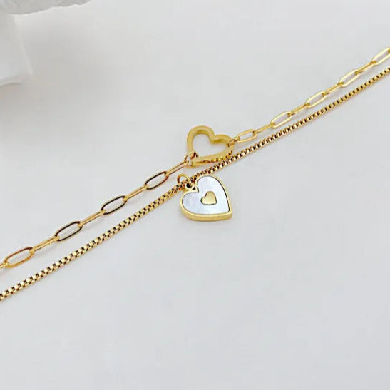 Colier din otel inoxidabil cu dublu strat placat cu aur 18k