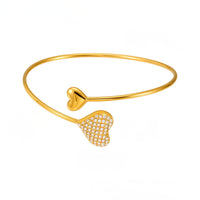 Bratara reglabila din otel inoxidabil cu zirconii placata cu aur 18K