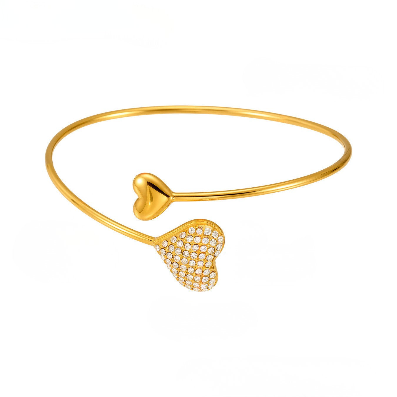 Bratara reglabila din otel inoxidabil cu zirconii placata cu aur 18K