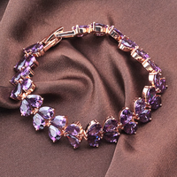 Bratara placata cu aur roz, cu cristale zirconii colorate si inchidere fixa