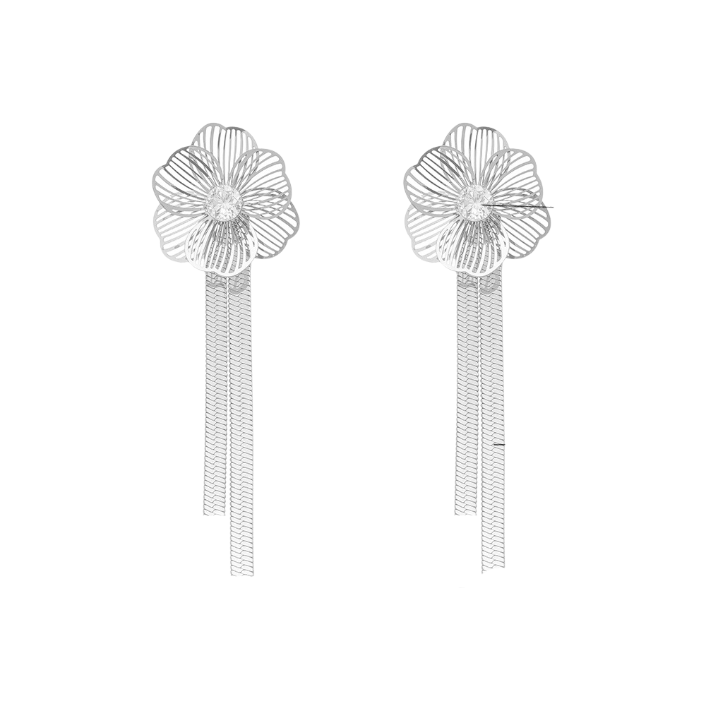 Cercei cu flori 3D din otel inoxidabil placat cu aur 18K