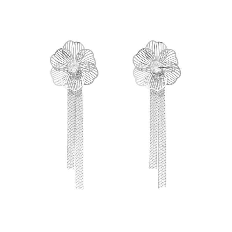Cercei cu flori 3D din otel inoxidabil placat cu aur 18K