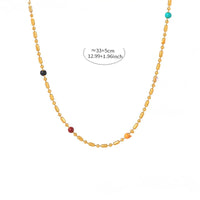 Colier din oțel inoxidabil auriu cu mărgele colorate