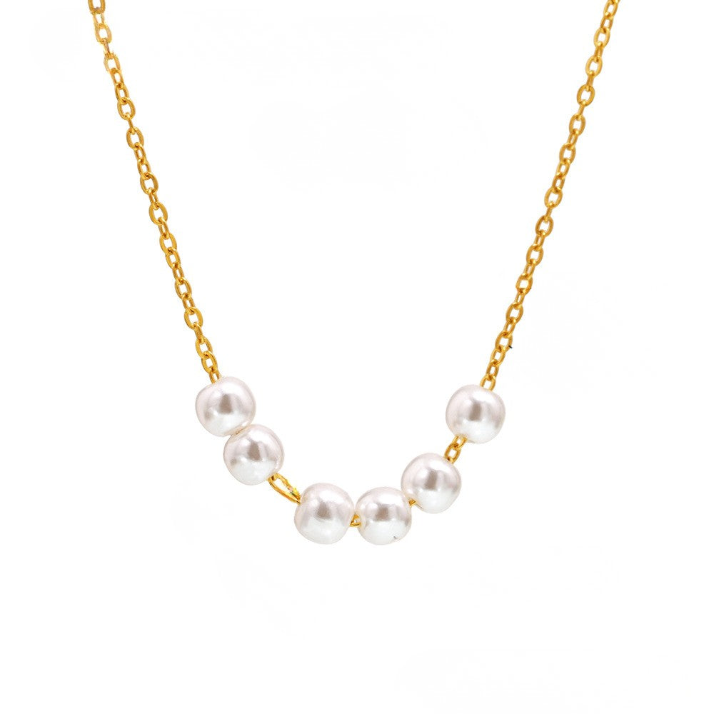 Colier din otel inoxidabil cu sirag de perle de apa dulce