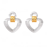 Cercei din oțel inoxidabil placat cu aur 18K cu nod si inima