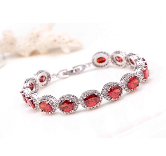 Bratara placata cu paladiu, cu zirconii si inchidere fixa