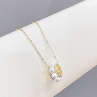 Lantisor "Circle of peace" placat cu aur, cu perle din cristal si zirconii