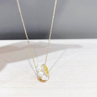 Lantisor "Circle of peace" placat cu aur, cu perle din cristal si zirconii