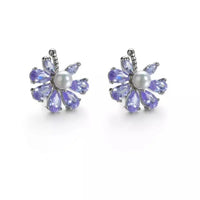 Ornament placat cu paladiu cu cristale - set 2 bucati