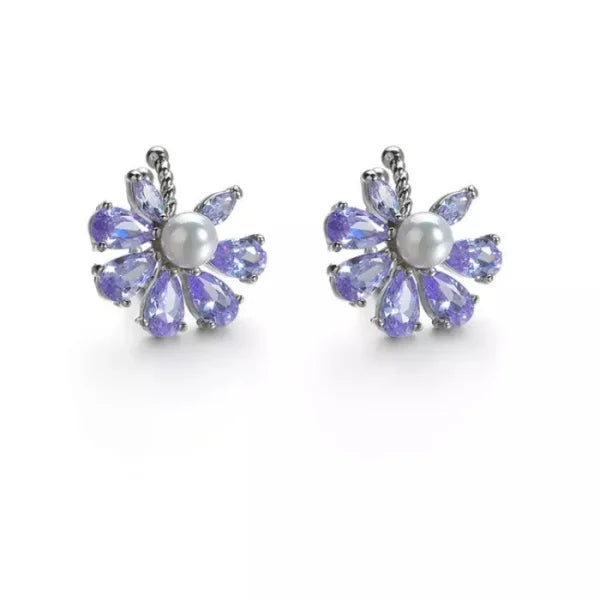 Ornament placat cu paladiu cu cristale - set 2 bucati