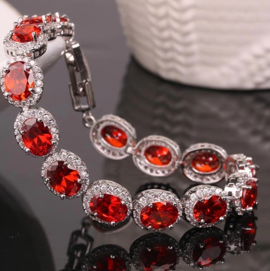 Bratara placata cu paladiu, cu zirconii si inchidere fixa