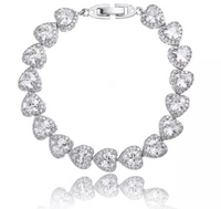 Bratara placata cu paladiu, cu zirconii inima si inchidere fixa